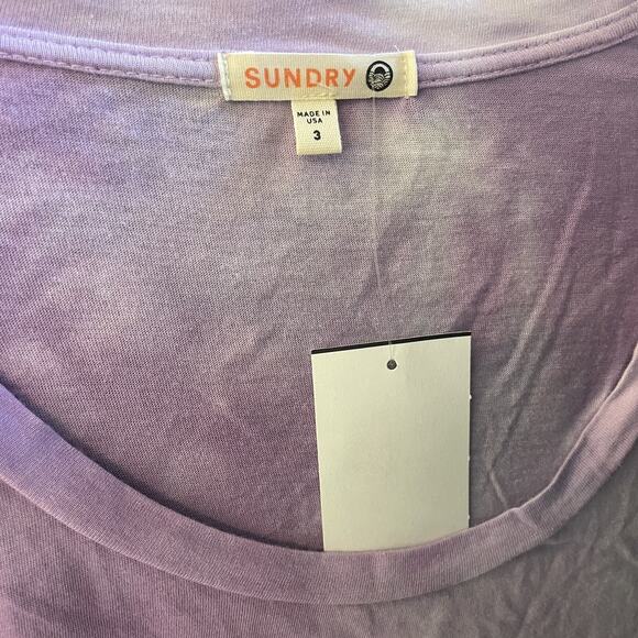 Sundry Purple Tie Dye Long Sleeve Tee Size 3 Large - Picture 6 of 6
